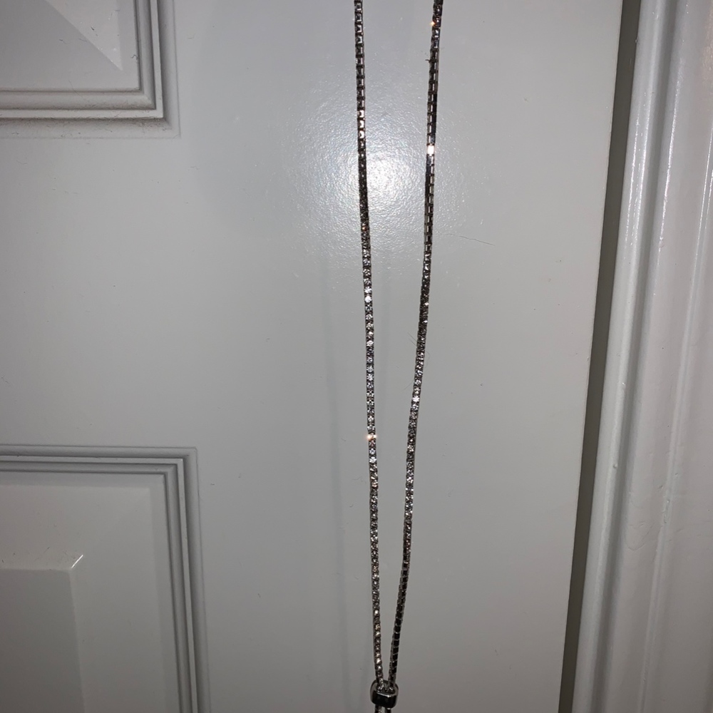 Dainty Faux gem bolo necklace